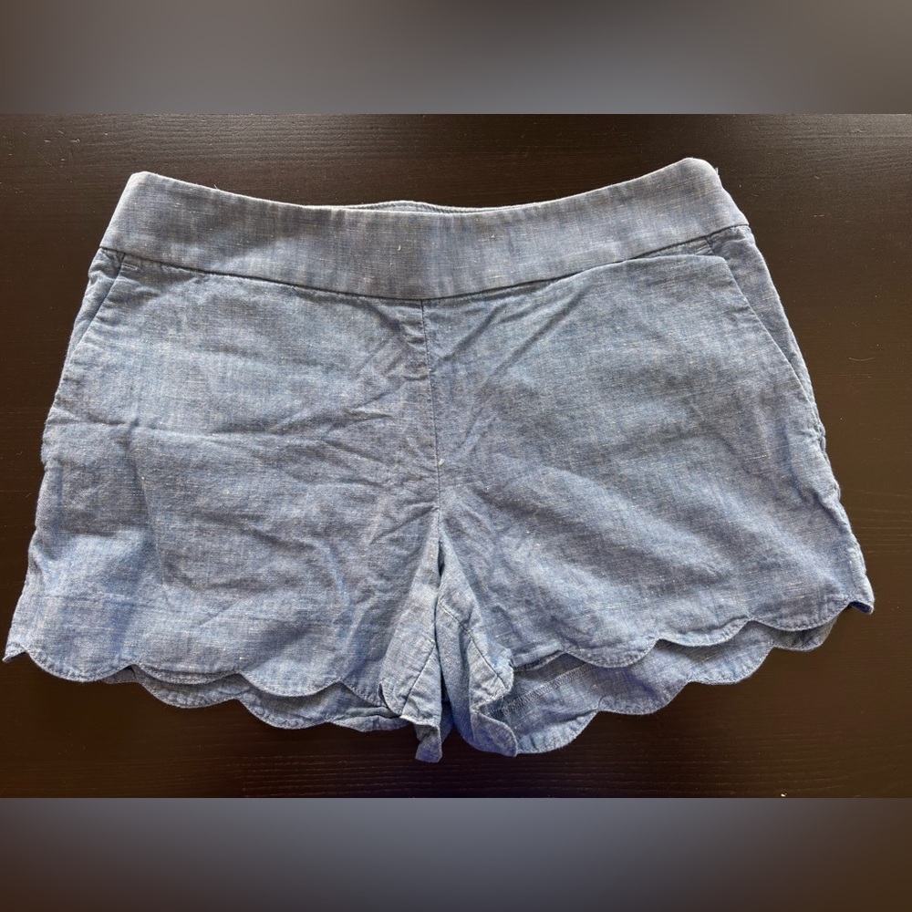 Loft - The Riviera Short - Light Blue Denim Scalloped Hem Shorts - Ex Cond - 6